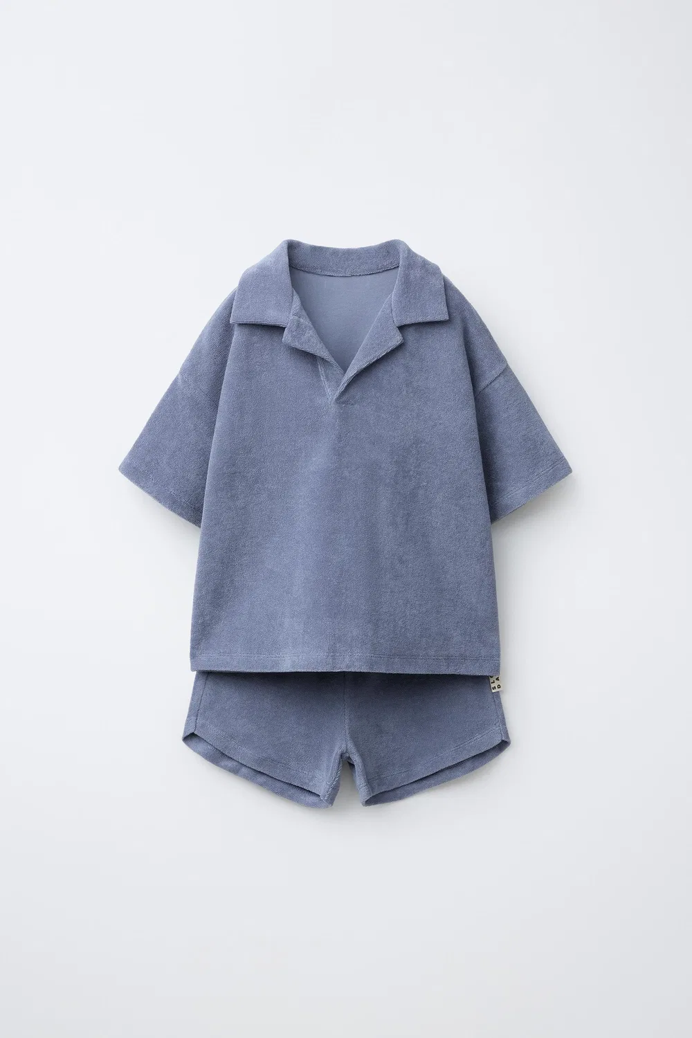 Комплект из махровой рубашки-поло и шорт-бермуд ZARA, Mid-Blue