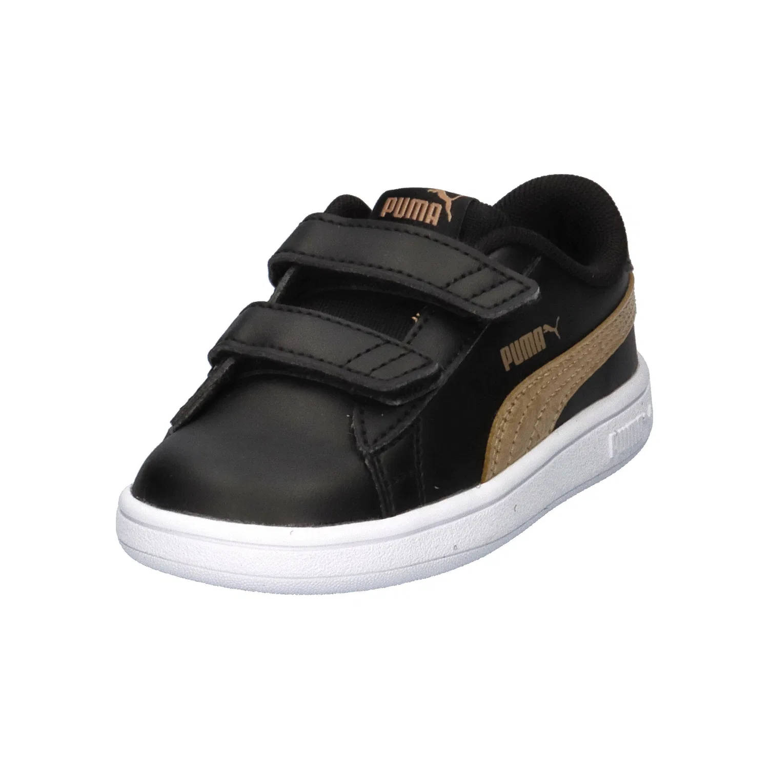 Детские кроссовки с металлическими деталями Smash v2 Metallics Puma, Schwarz Gold — фото 4