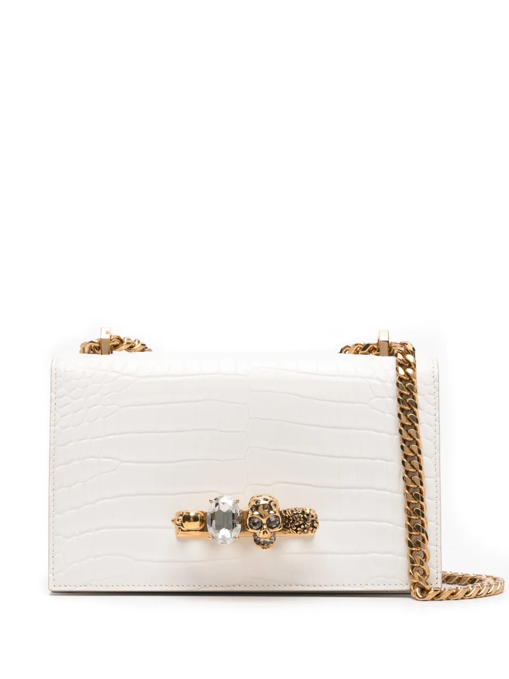 

Сумка на плечо Jewelled с тиснением Alexander McQueen, белый