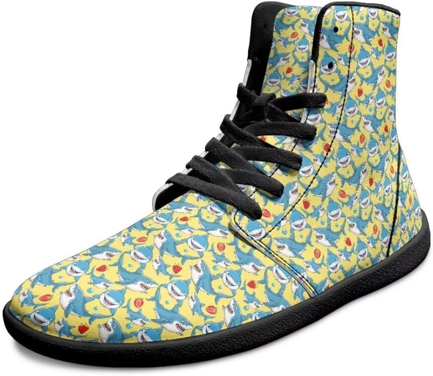 

Мужские босоножки с принтом милых животных, легкие с широкой носочной частью, антискользящие, высокие кроссовки с нулевым перепадом подошвы Getelinseng, Sharks Stawberry