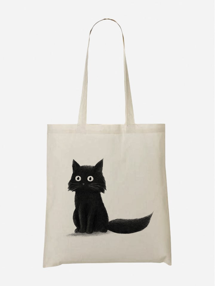 

Шоппер WOOOP Stoffbeutel Sitting Cat, цвет Creme/Schwarz