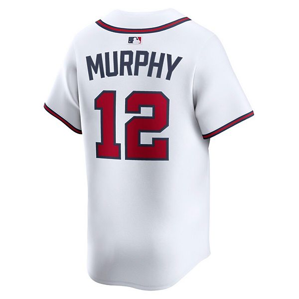 Мужская белая домашняя лимитированная игровая футболка sean murphy atlanta braves Nike — фото 4