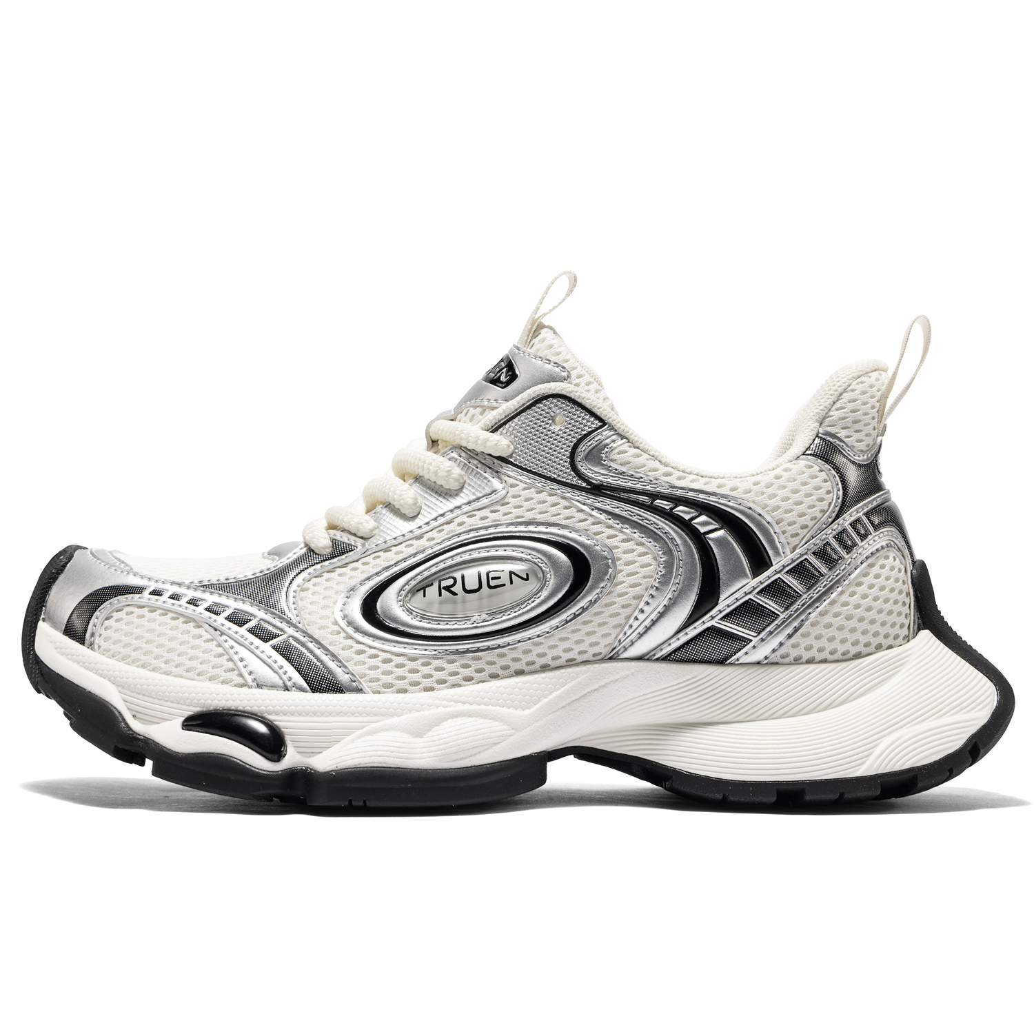 

TRUE-N Толстые кроссовки TRUEN с амортизацией, устойчивые к истиранию, дышащие, низкие, мужские — белый серебристый черный, цвет White Silver Black