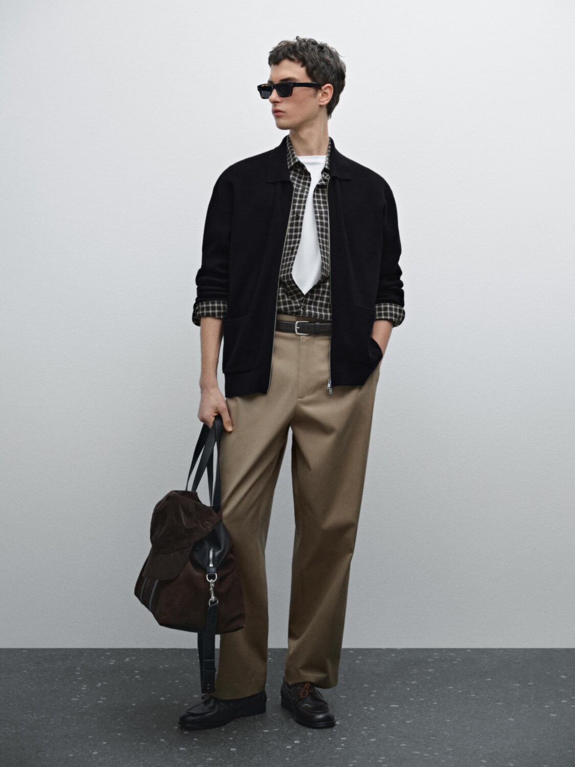 

Кардиган на молнии из 100% хлопка Massimo Dutti, синий