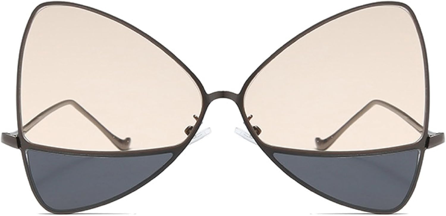 

Винтажные солнцезащитные очки-бабочки для женщин, металлическая оправа, двухцветные солнцезащитные очки, модные женские солнцезащитные очки большого размера «кошачий глаз» mincl, Brown&gray