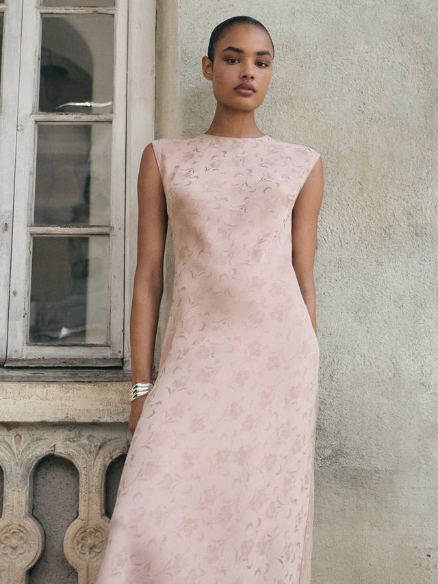 

Мели сатиновое платье миди с цветочным принтом Mango, Pastel Pink