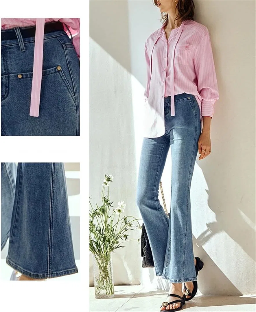 Джинсы скинни, расклешенные, с завышенной талией, Blue Jeans — фото 4