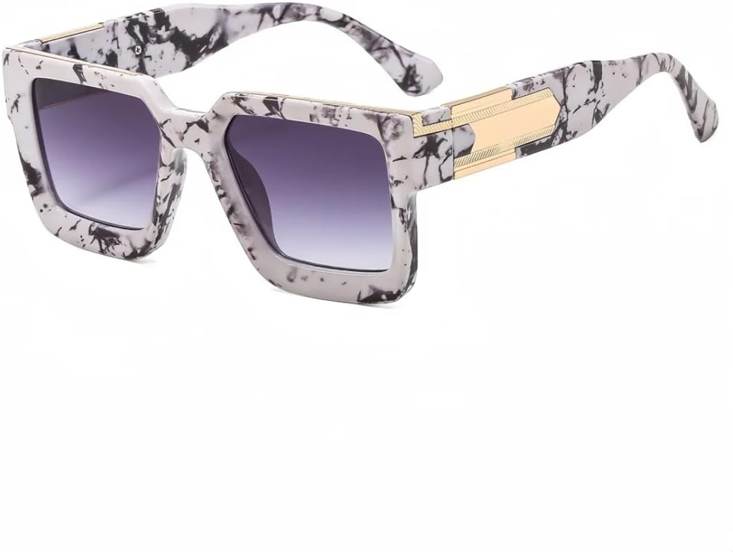 

Ретро-роскошные солнцезащитные очки с большой вогнутой оправой и леопардовым градиентом для женщин и мужчин в стиле панк с защитой от УФ-излучения UV400 VVTWSSW, Marble Double Gray