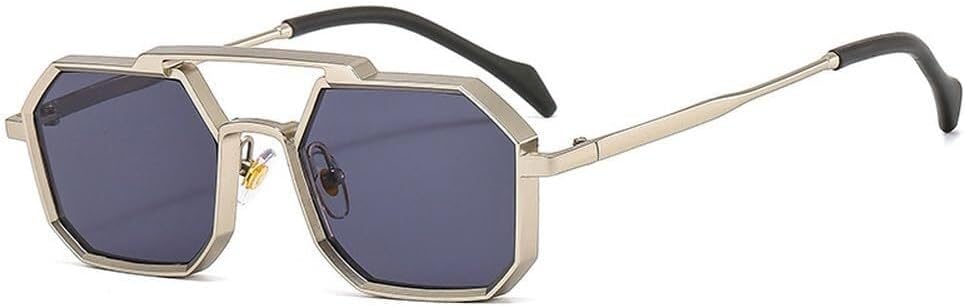 

Ретро-металлические панк-солнцезащитные очки в форме многоугольника и квадрата для женщин, модные, с прозрачными линзами, защита от УФ-излучения UV400, мужские, красные и желтые LXLHWN, Silver Grey