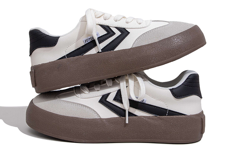 Кроссовки Feiyue Skateboarding Shoes Women's Low-top Beige/Black, бежевый/черный — фото 4