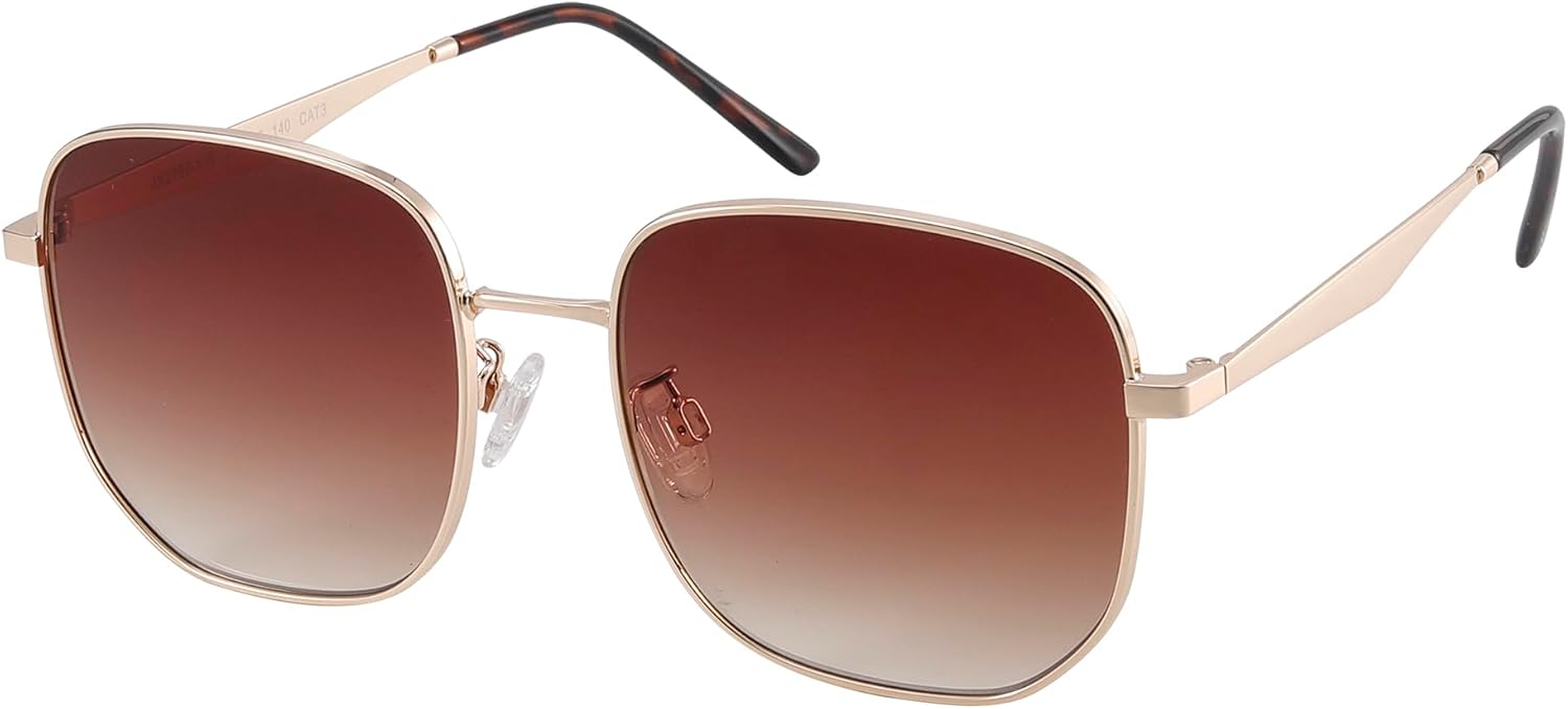 

JOOX Модные большие квадратные солнцезащитные очки для женщин и мужчин. Классические металлические шестиугольные солнцезащитные очки с защитой от УФ-излучения UV400, Gold/Gradient Brown