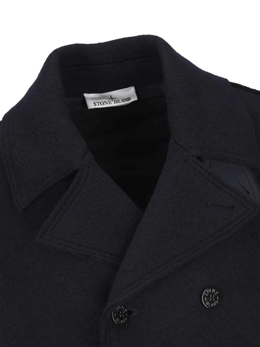 Двубортное шерстяное пальто-пиджак Stone Island, черный — фото 4