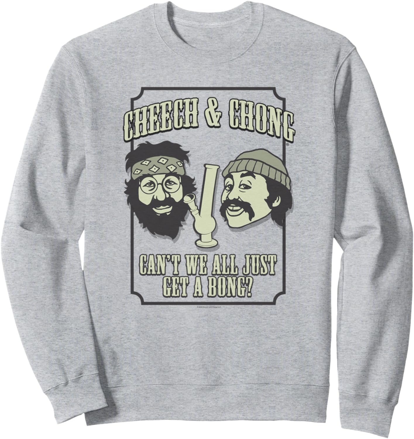 

Толстовка с изображением Чича и Чонга и надписью «А почему бы нам всем не завести бонг», серая Cheech & Chong
