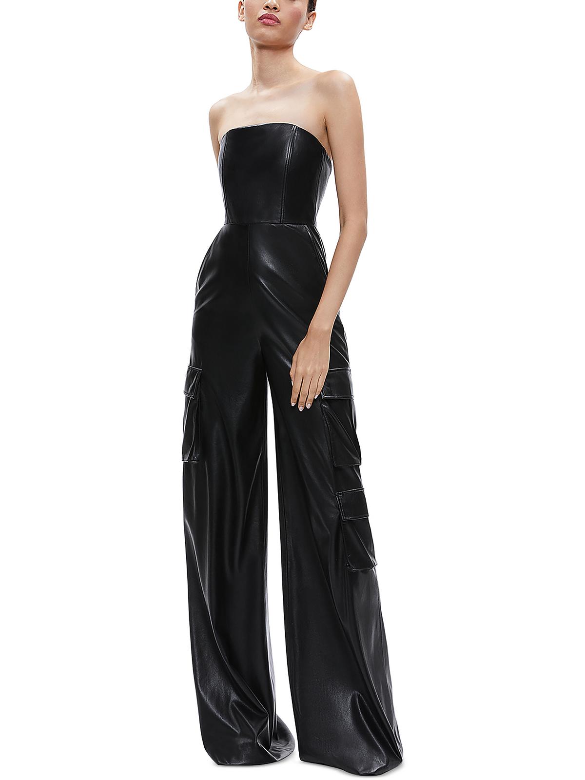 

Женский комбинезон карго из искусственной кожи Emelda Alice and Olivia, черный