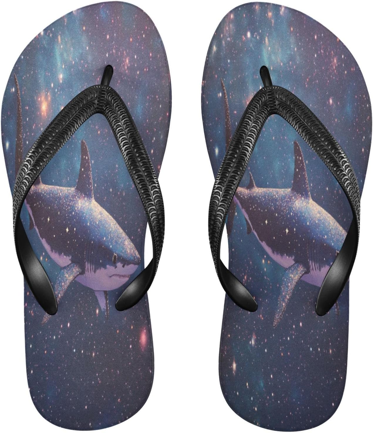 

Вьетнамки Galaxy Shark Starry Indigo для пляжа и душа, резиновые нескользящие летние шлепанцы для прогулок, мужские и женские Sinestour