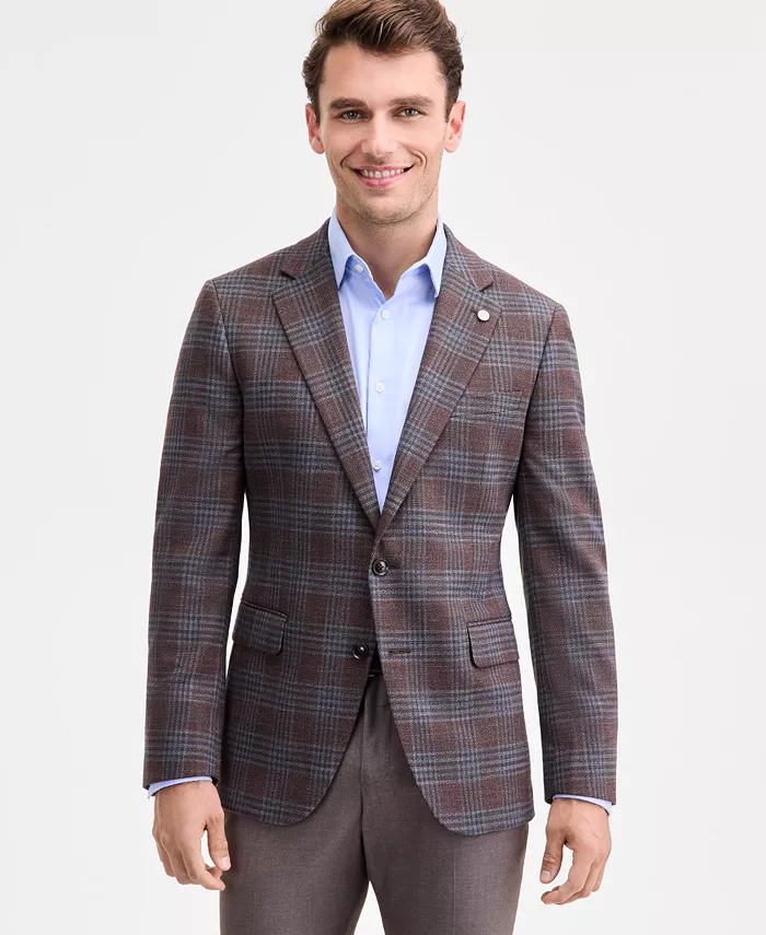 

Мужское спортивное пальто Modern-Fit в коричнево-синюю клетку Ted Baker