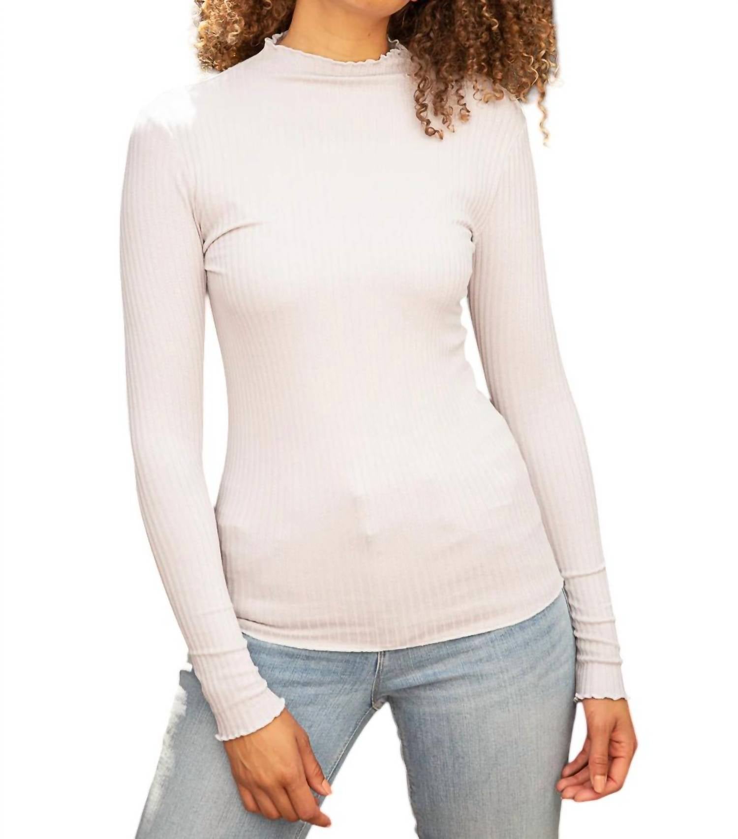 

Топ Theresa Lettuce Hem Mock Neck в цвете Heather Grey mystree