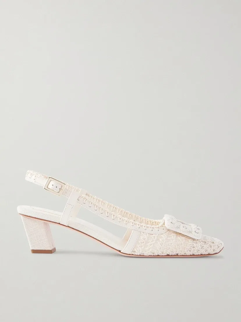 Туфли Belle Vivier 45 на небольшом каблуке с кожаной отделкой Roger Vivier, белый