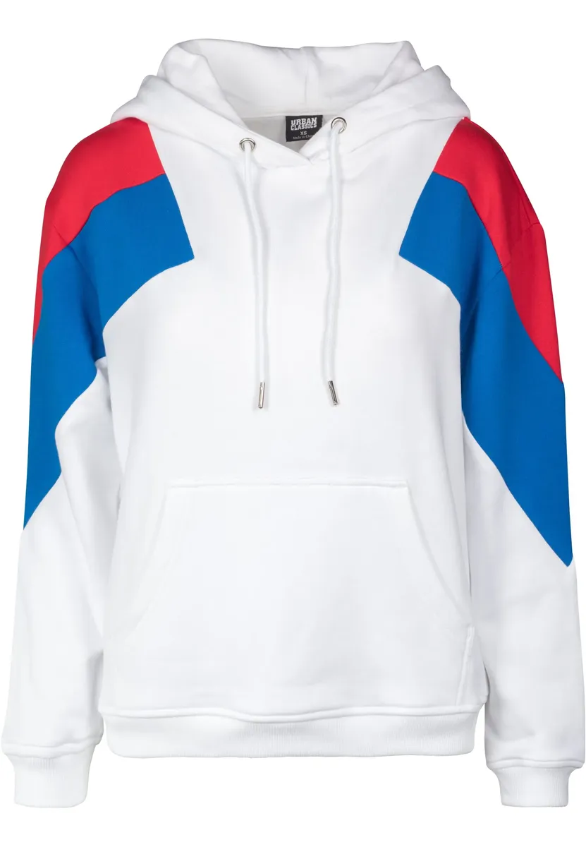 

Свитер с круглым вырезом URBAN CLASSICS " Urban Classics Ladies Oversize 3-Tone Block Hoody", цвет White/Firered/Brightblue