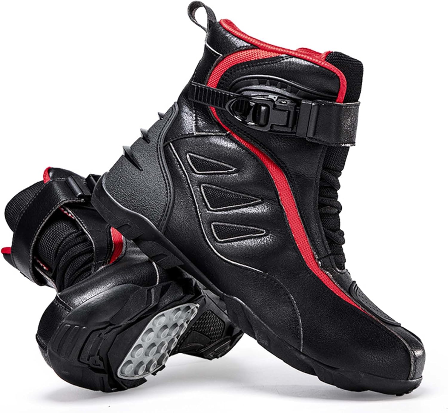 

Мужские и женские мотоциклетные ботинки DZBAJRQM- дышащие, мотоциклетные боевые ботинки, уличная модная обувь для езды, поддержка щиколотки, противоскользящая подошва, черный/красный