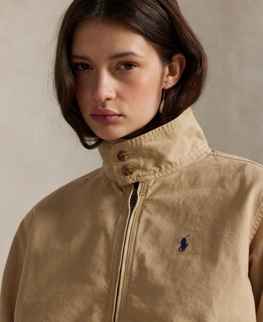 Женская холщовая куртка с воротником-стойкой Polo Ralph Lauren, Beige — фото 4