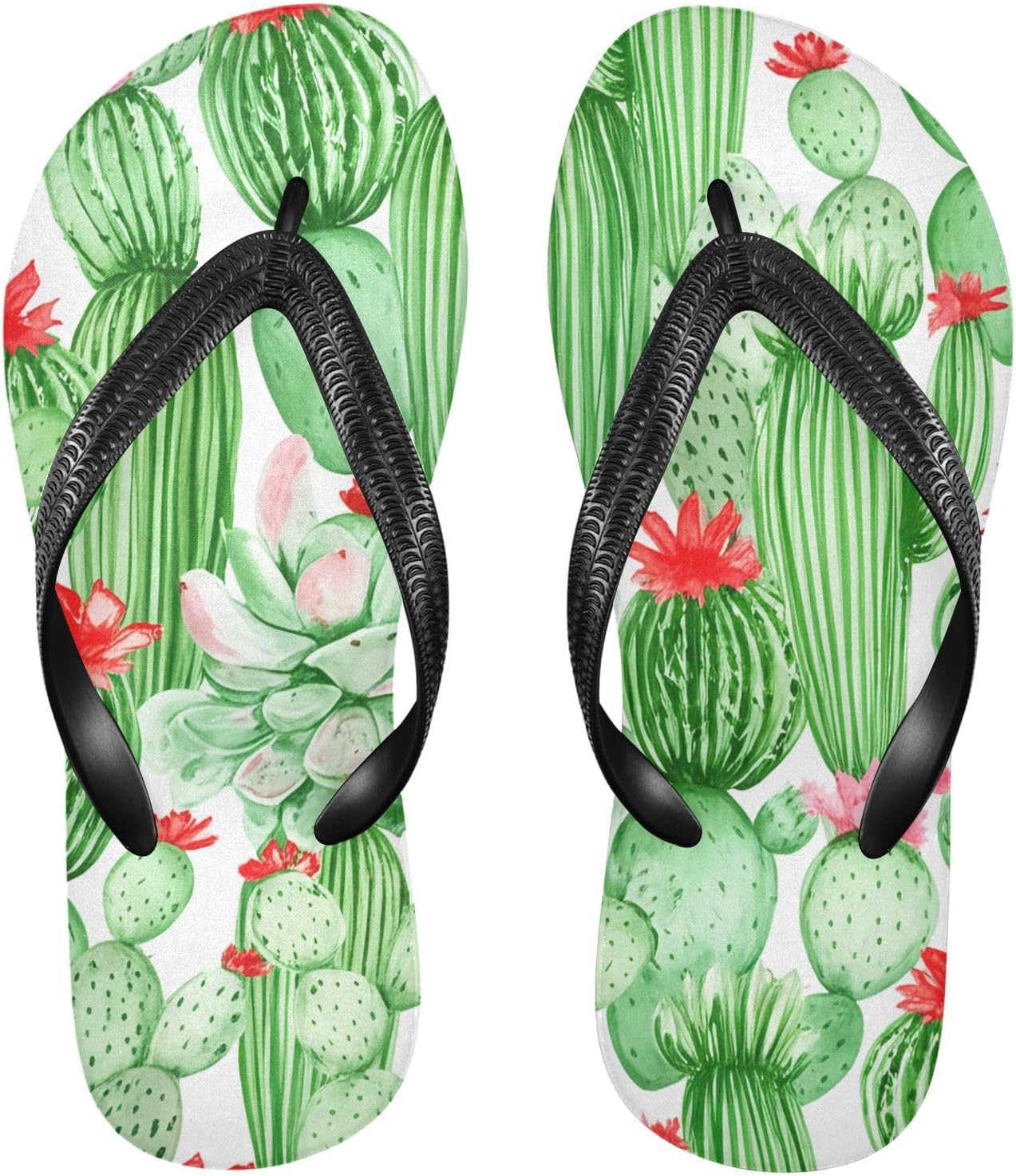 

Вьетнамки с изображением зеленого кактуса, суккулент, пляжные шлепанцы, резиновые нескользящие летние тапочки, обувь для женщин и мужчин для прогулок Sinestour
