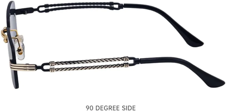 

Маленькие прямоугольные солнцезащитные очки без оправы для мужчин в винтажном панк-стиле, солнцезащитные очки без оправы, защита от УФ-излучения UV400 VFDHN, 5