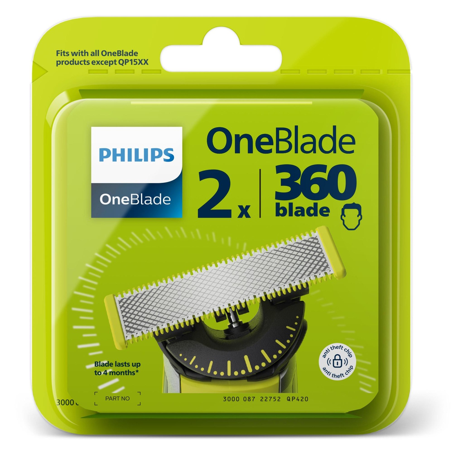 

Бритва oneblade qp420/50 ersatzklingen - innovative 360°-technologie Philips, количество 1 шт.