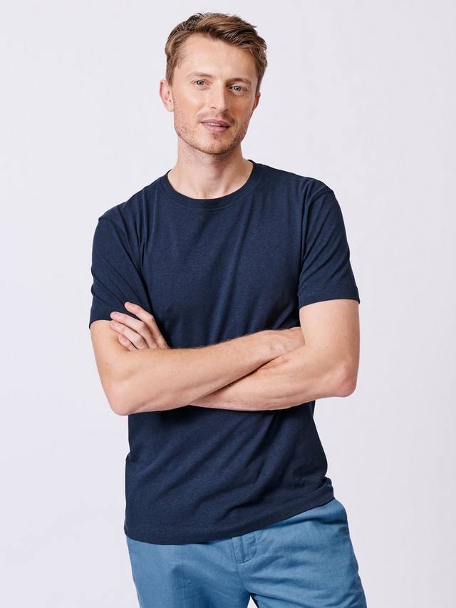 

Футболка с коротким рукавом из льняной смеси hampton regular fit Aubin, темно-синий