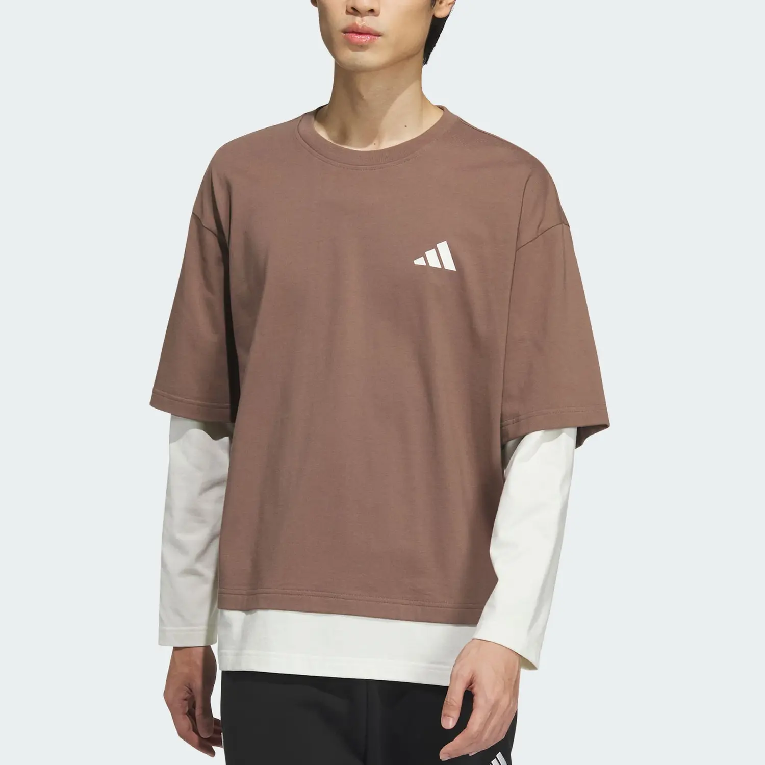 Верхняя футболка мужская коричневая Adidas — фото 3