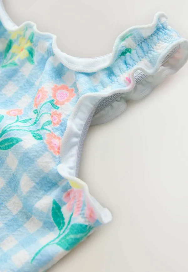 Купальник стандартного кроя с волнистым краем Next, Blue Floral Gingham — фото 2