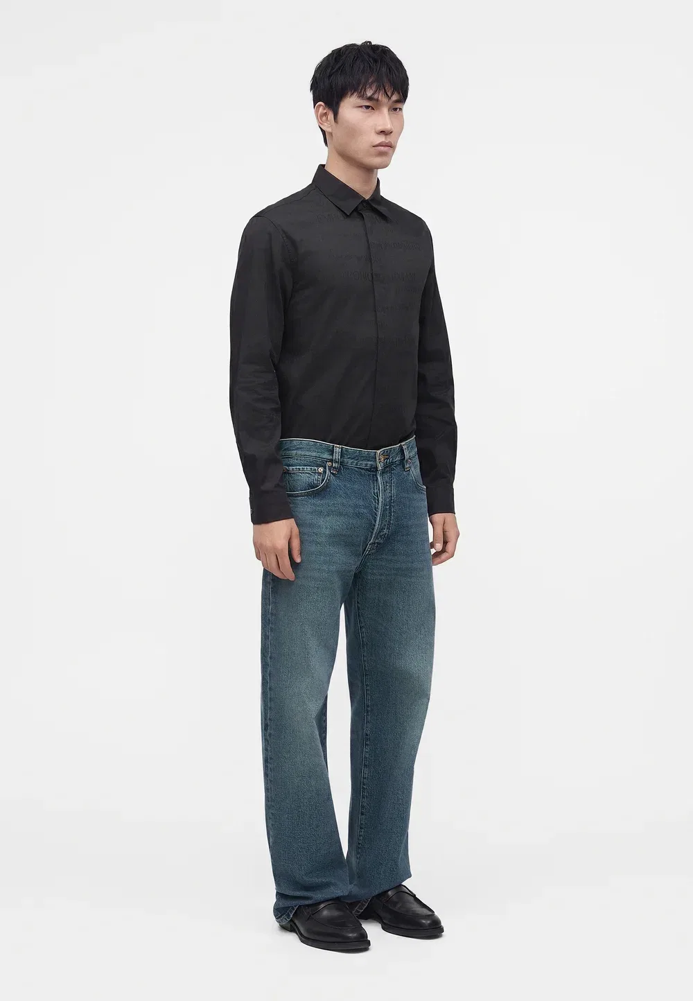 Брюки с карманами - джинсы свободного кроя Emporio Armani, Medium Blue Denim — фото 4