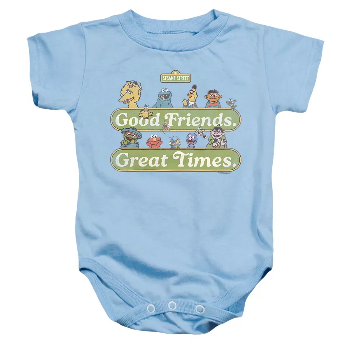 Детское боди с коротким рукавом Sesame Street Vintage Heart Good Friends, Great Times, Light Blue