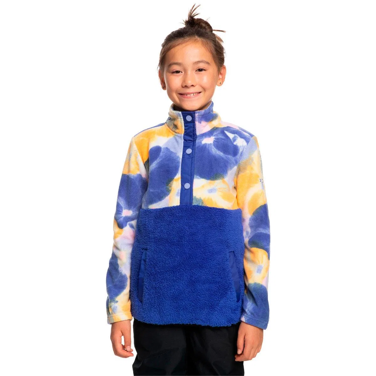 Флисовая кофта с высоким воротником и карманами Alabama Roxy, Bright White Pansy Pansy RG