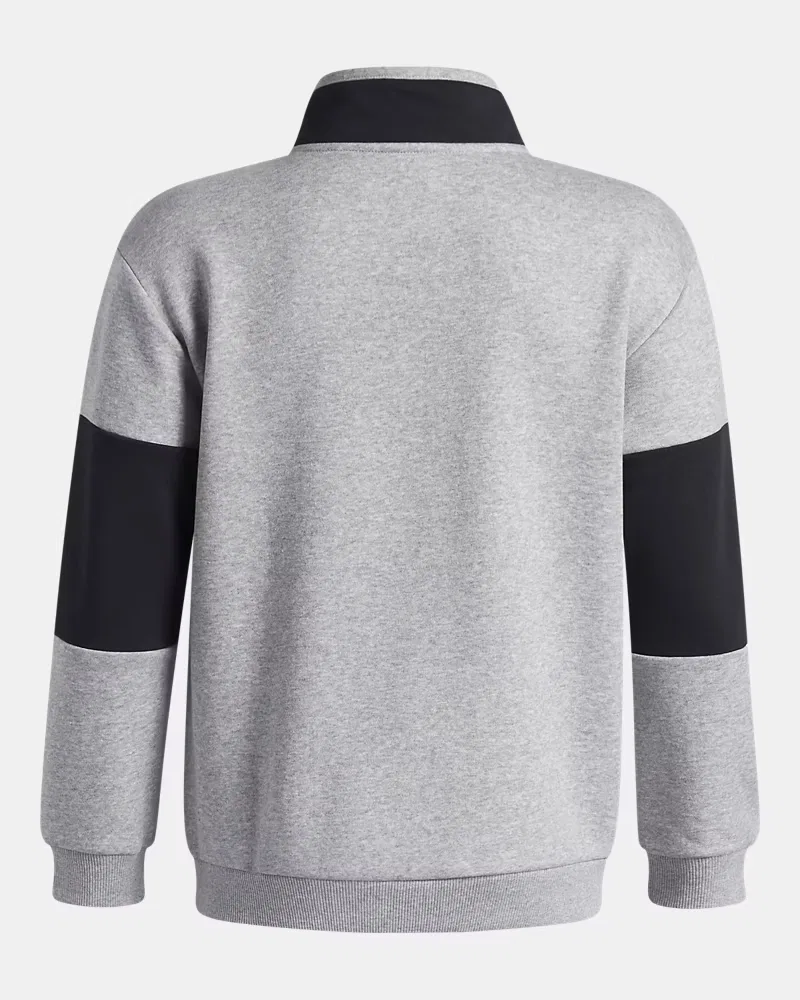 Джемпер на молнии из хлопкового флиса с начесом свободного кроя UA Rival Fleece UnderArmour, Mod Gray Light Heather/Ultimate Black/White — фото 2