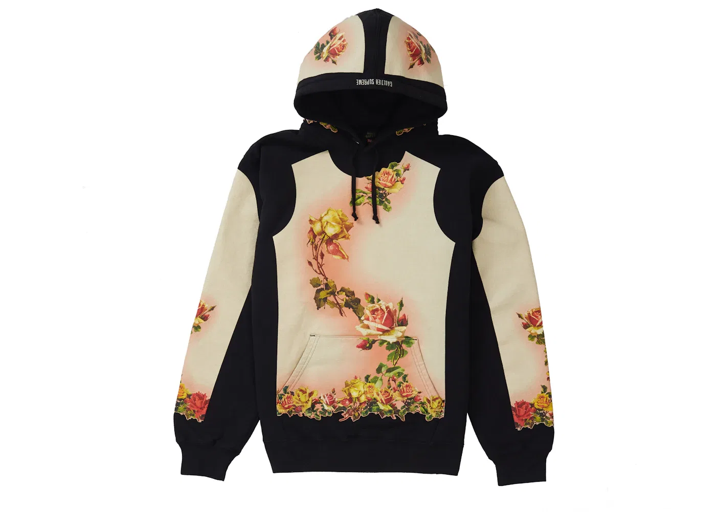Мужской худи с принтом Supreme Jean Paul Gaultier Floral Print Hooded Sweatshirt Supreme, Black