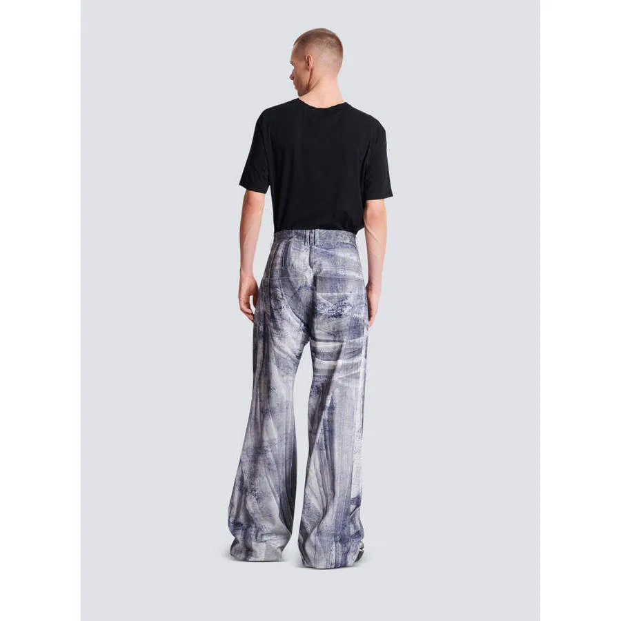 Брюки свободного кроя с принтом Multi Statue Balmain, Blue — фото 4
