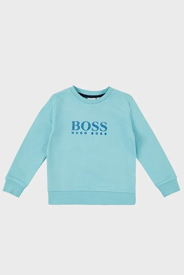 Детское худи для девочек с длинным рукавом Hugo Boss, Turquoise