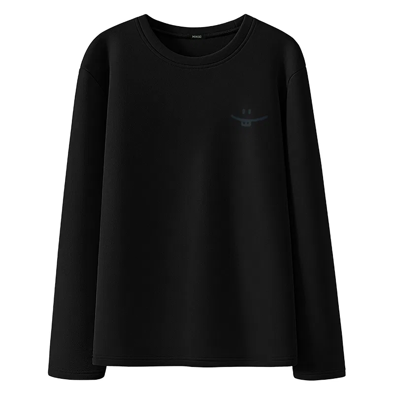 Детская футболка с принтом Simple Smile Drawing Chest Logo MINISO, Black