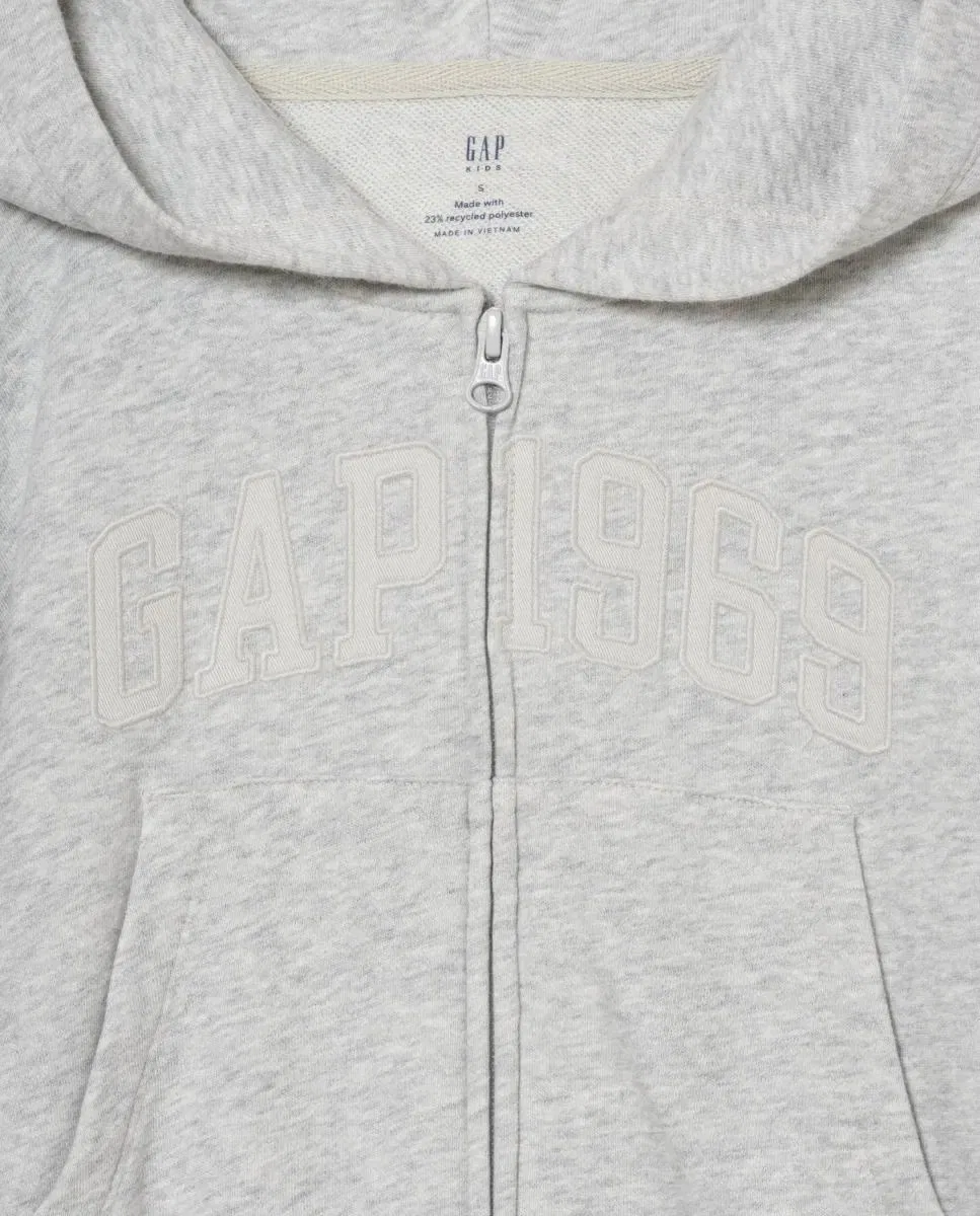 Детская толстовка на молнии с капюшоном оверсайз Gap, Blanco — фото 3