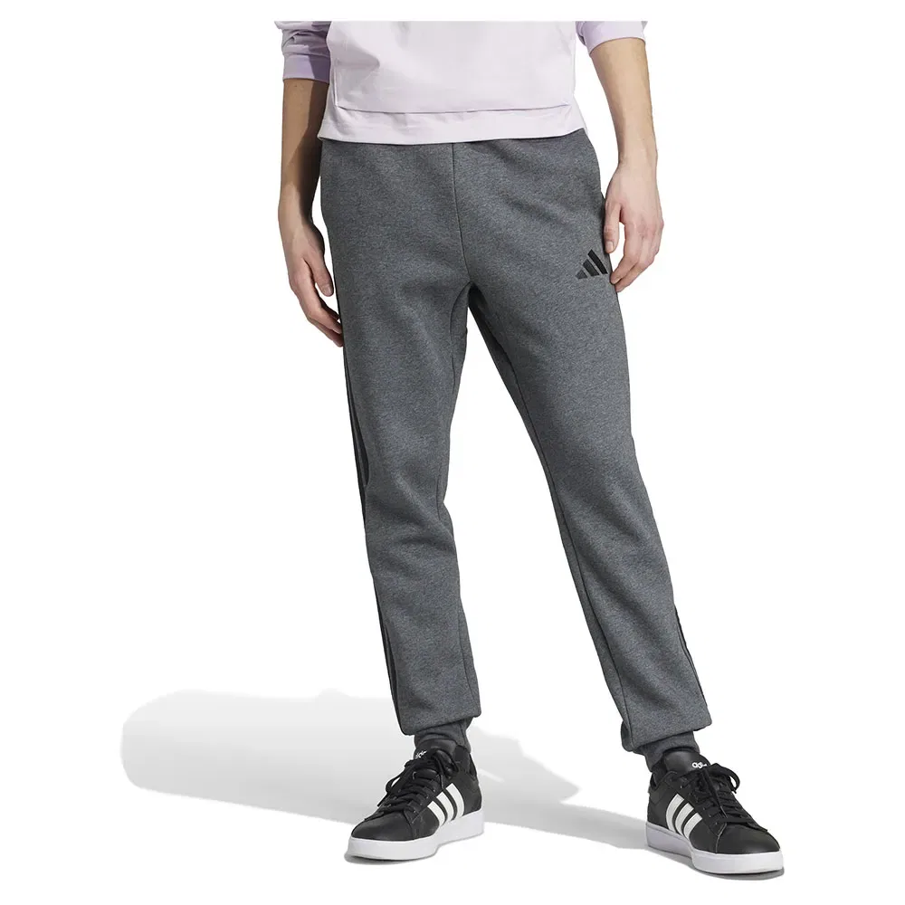 Брюки флисовые с лампасами Adidas Essentials 3 Stripes Fleece joggers, серый