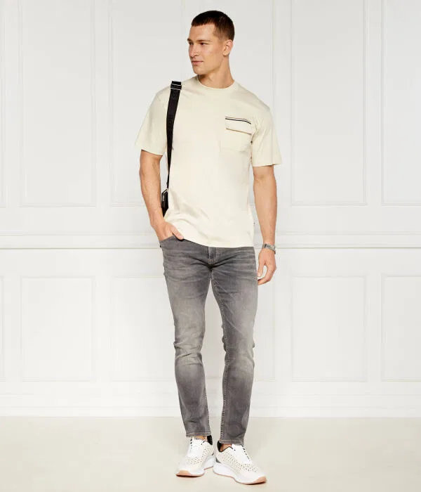 Мужская футболка хлопковая T-Shirt BOSS, бежевый — фото 2