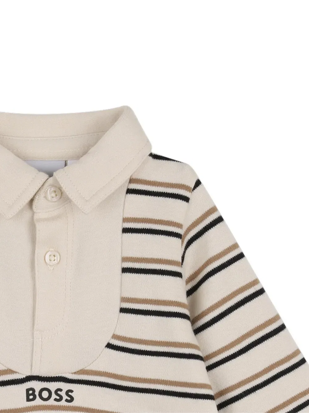 Комбинезон в полоску BOSS Kidswear, бежевый — фото 3