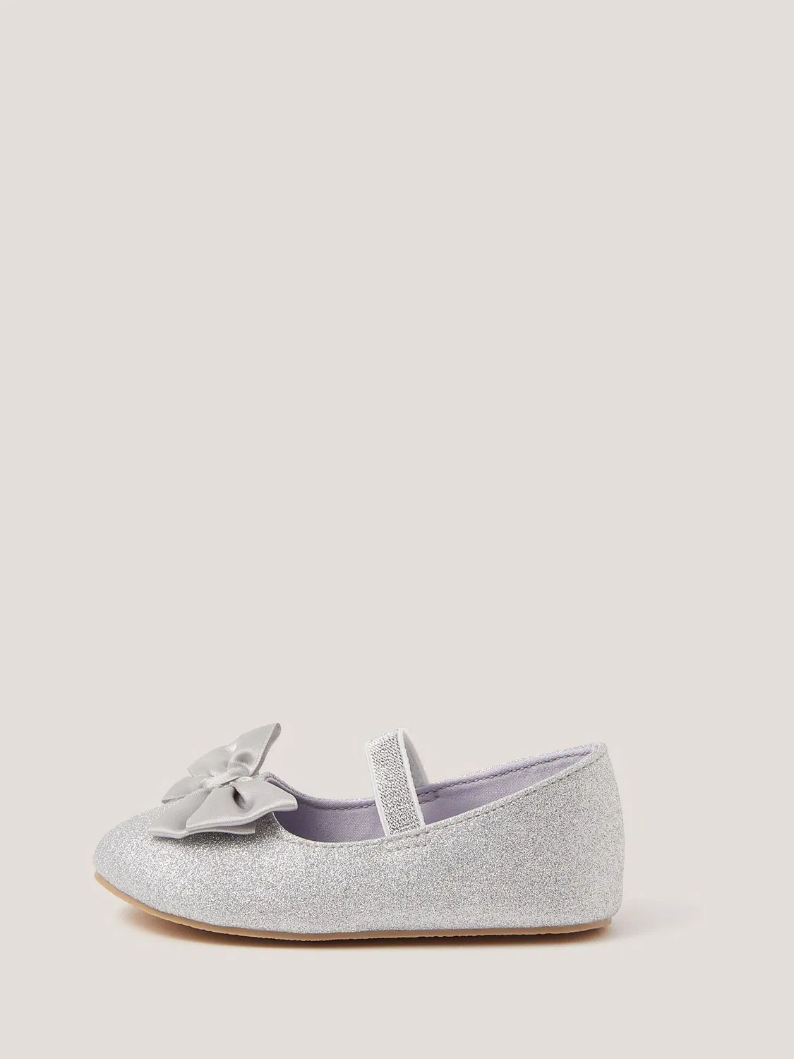 Пинетки Monsoon Silver Baby Bow Glitter Walker Shoes, серебристый