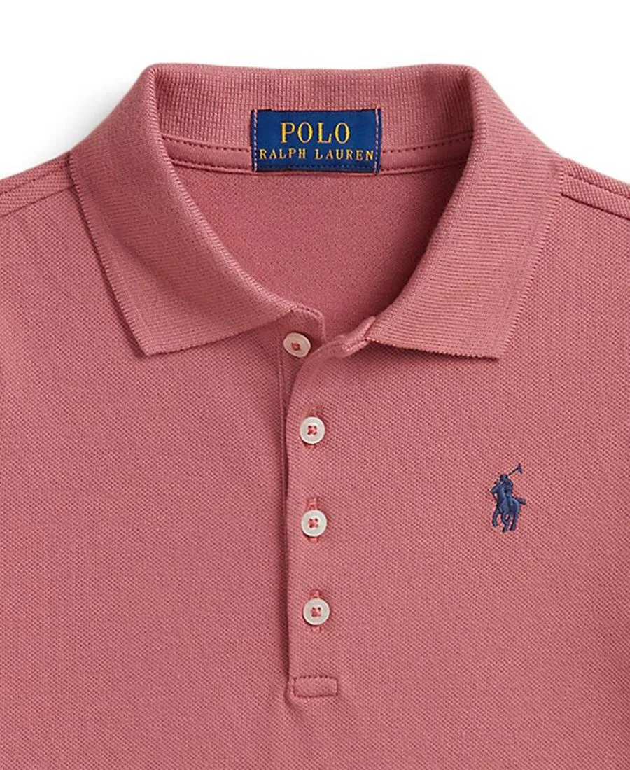 Платье-поло с плиссированной юбкой из стрейч-сетки Polo Ralph Lauren, Canvas Pink — фото 3
