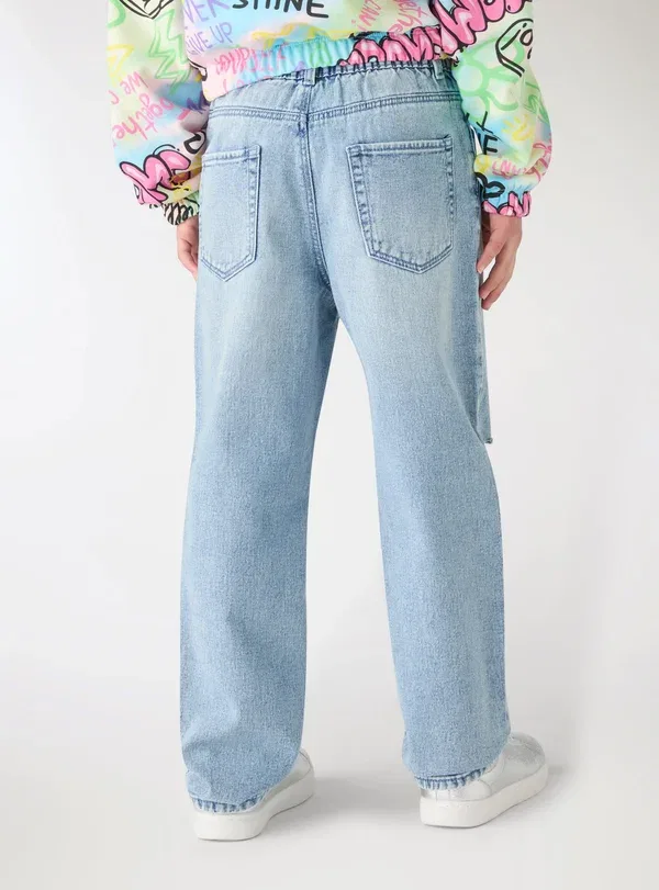 Брюки с принтом Mom con stampa e strappi, Terranova Denim Medio, синий — фото 3