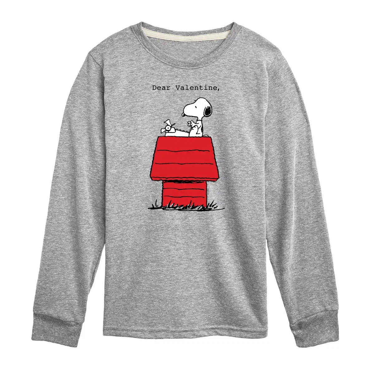 Детский лонгслив с принтом Dear Valentine Snoopy Peanuts, Athletic Heather