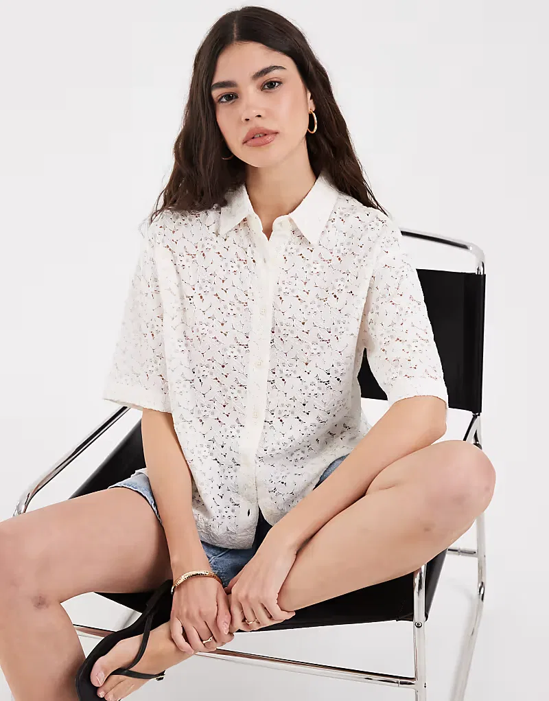 Рубашка Levi's Harlie с коротким рукавом и кружевом, белая