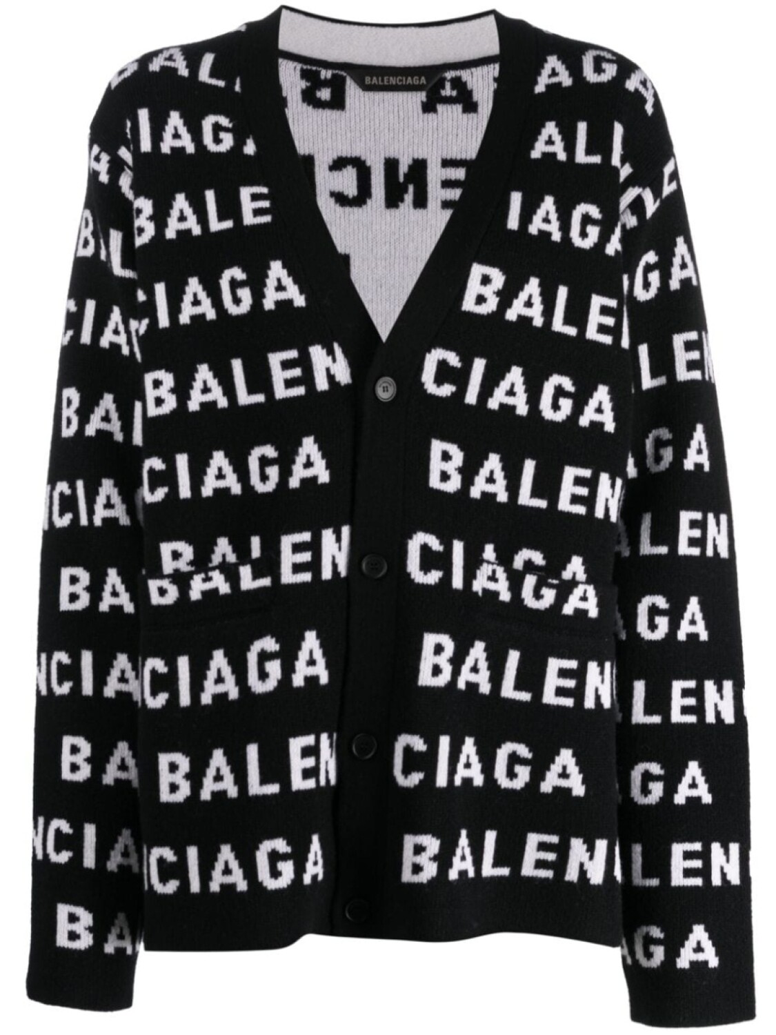 

Balenciaga кардиган вязки интарсия с логотипом, черный