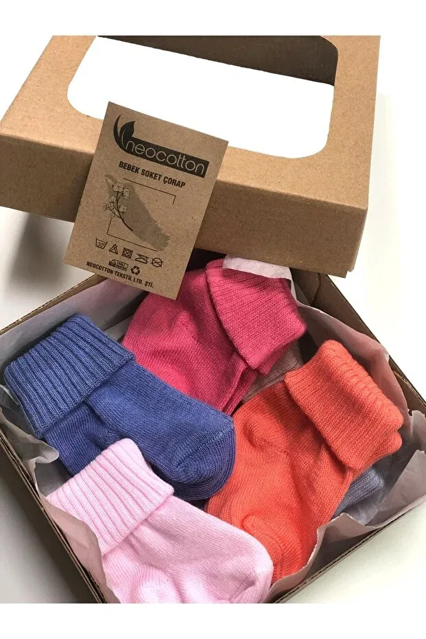 Детские носки для новорожденных хлопковые с манжетами Basics Neocotton, Pink — фото 2
